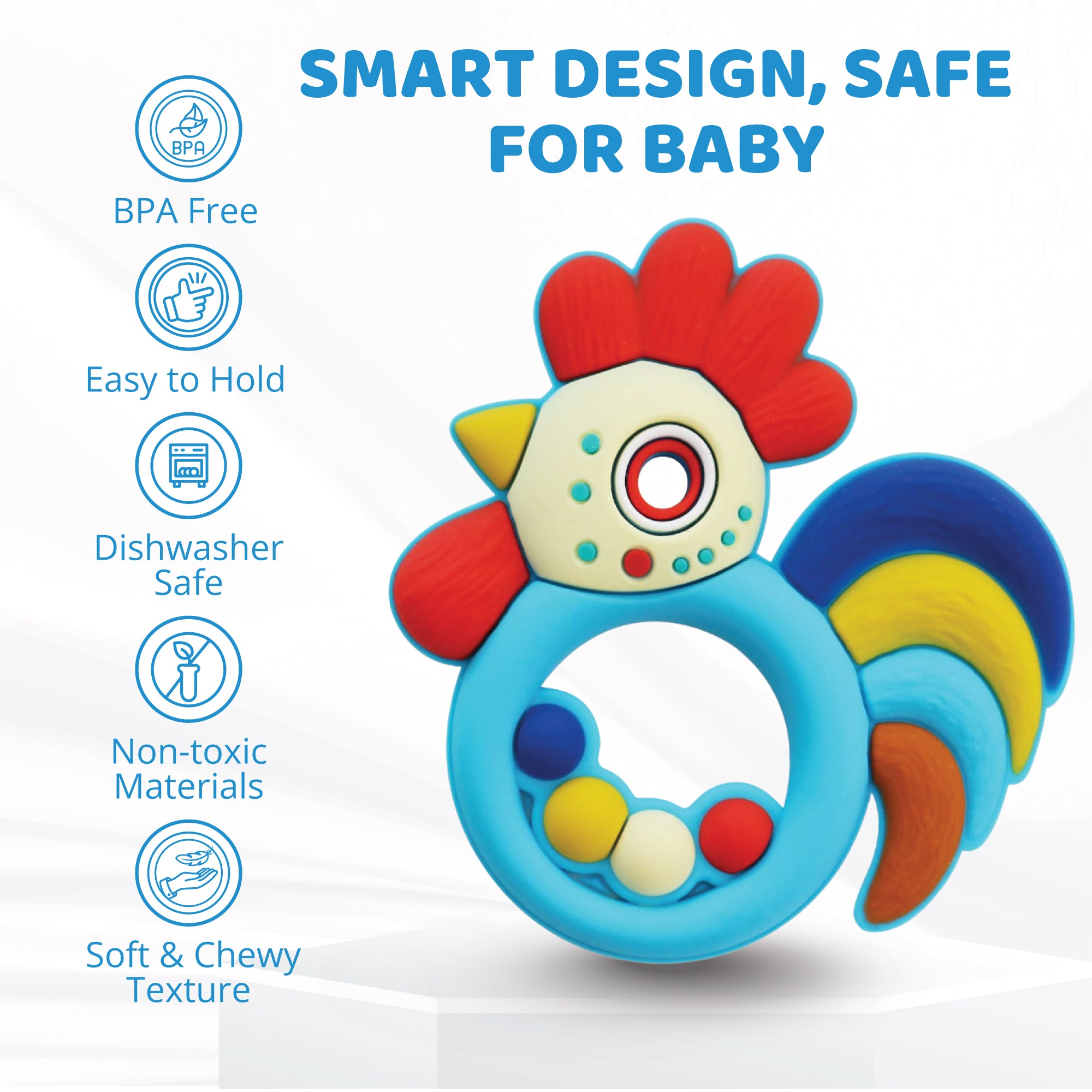 Rooster Silicone Baby Teether