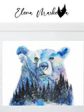 Aurora Bear Northern Lights Watercolor Art Print
