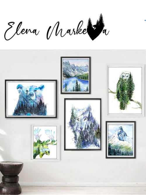 Aurora Bear Northern Lights Watercolor Art Print