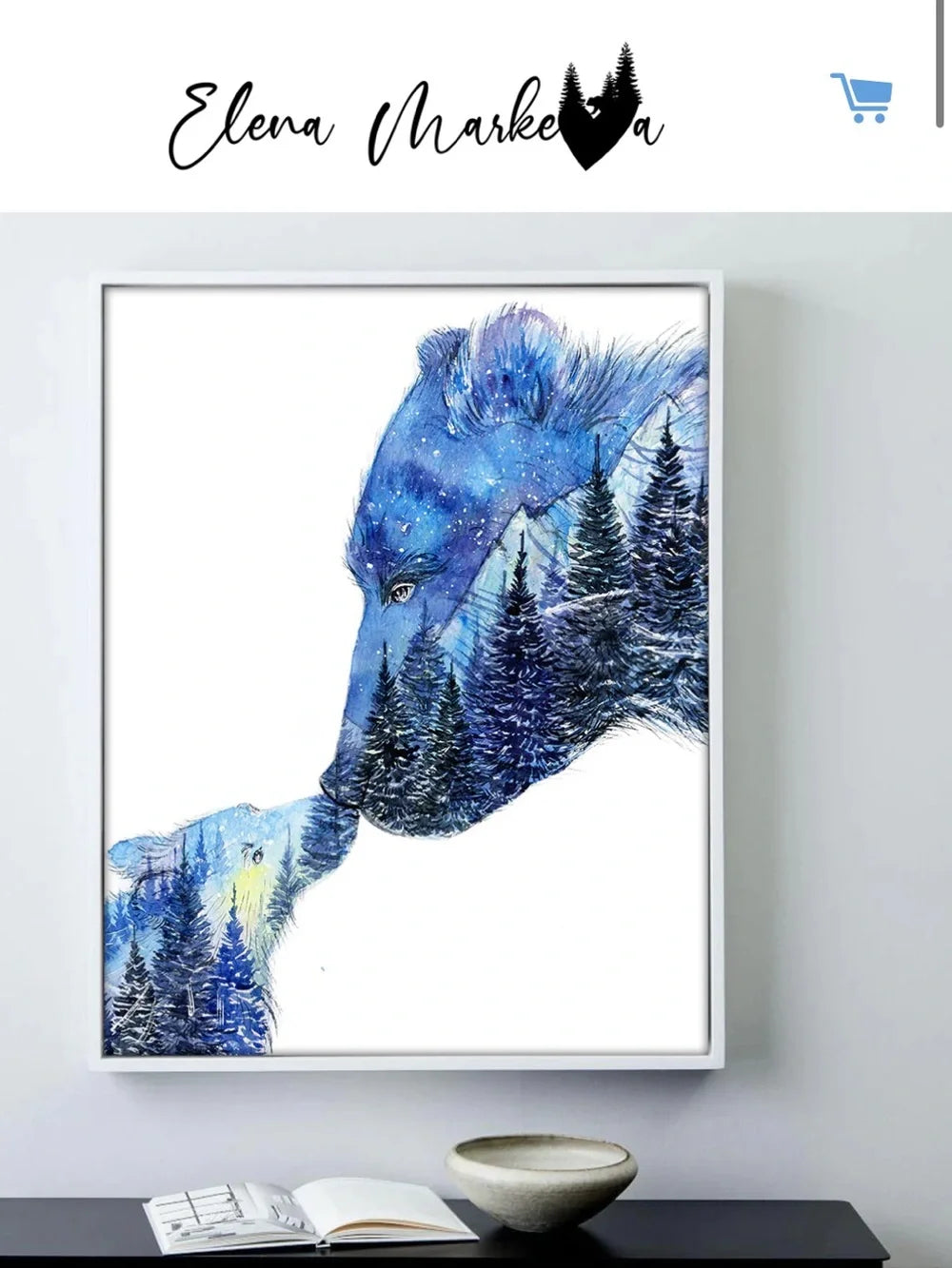 Goodnight Kiss Mama & Baby Bear Art Print