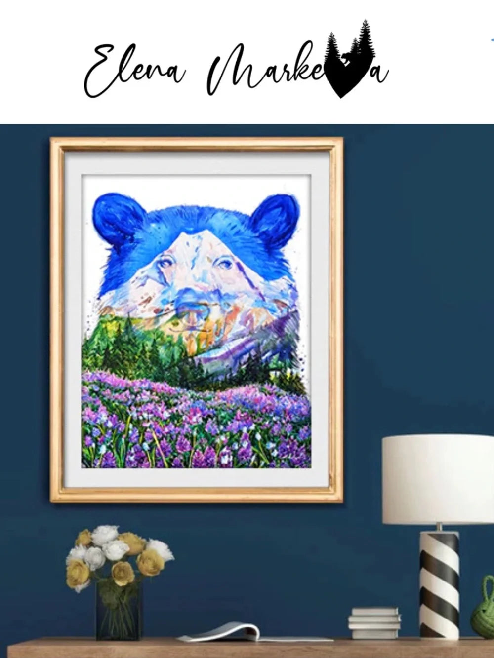 Flower Girl Black Bear Art Print