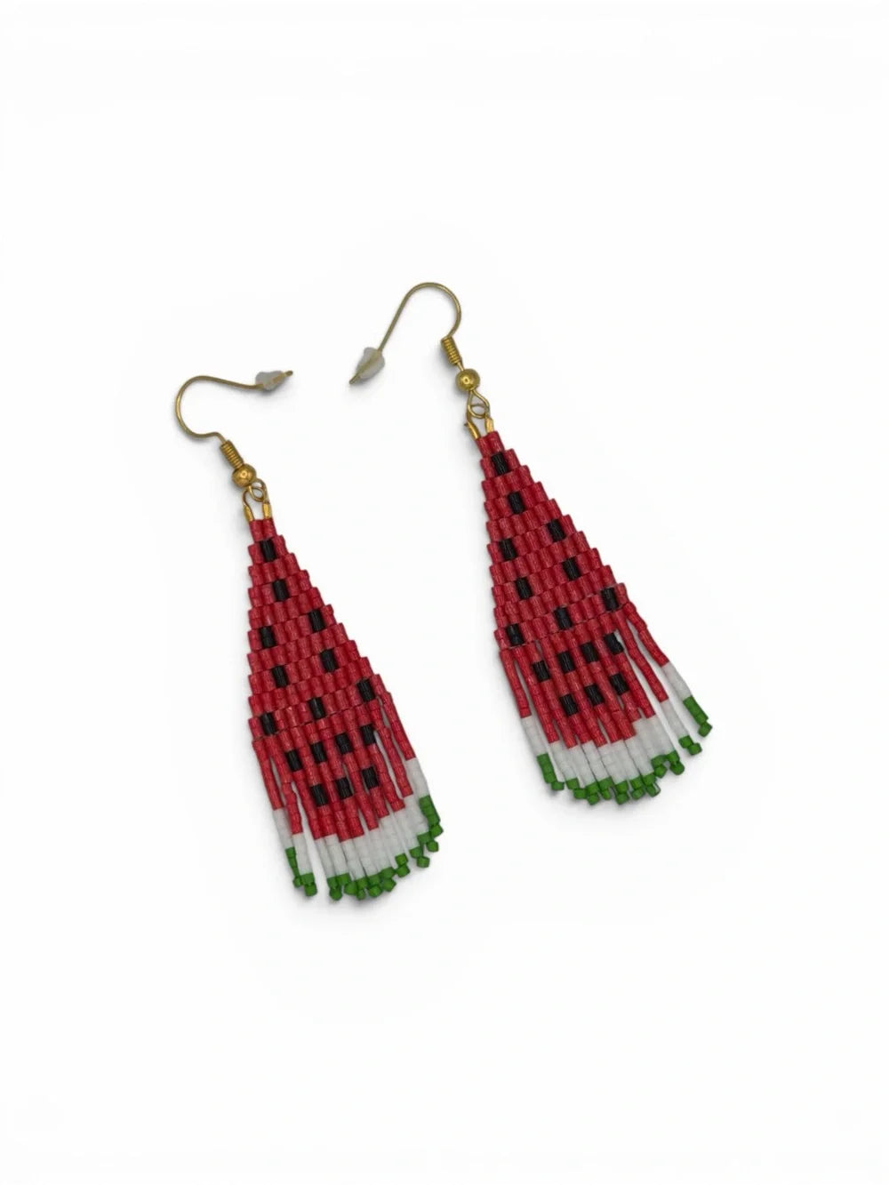 Watermelon Beaded Handmade Fringe Earrings