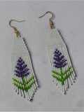 Floral Beaded Fringe Earrings