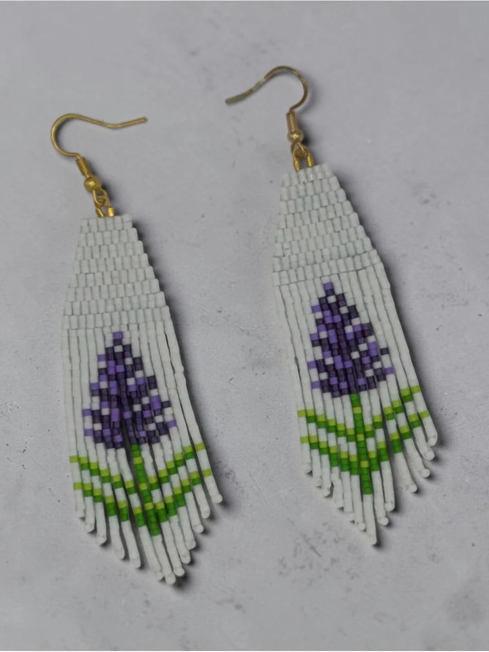 Floral Beaded Fringe Earrings