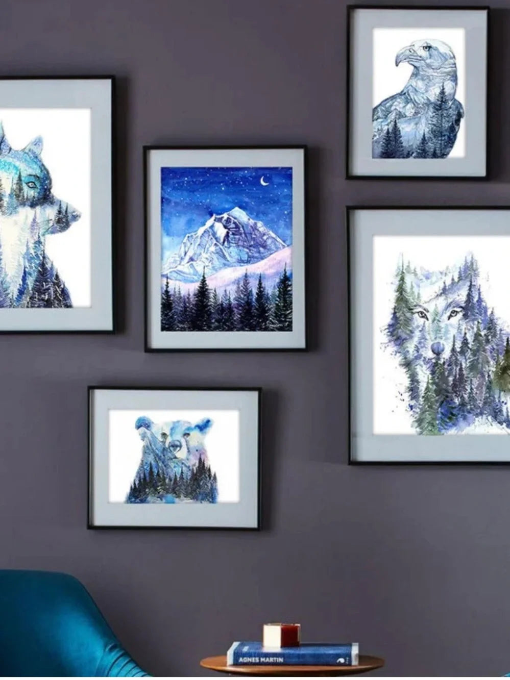 Night Edges Banff Mountain Watercolor Art Print