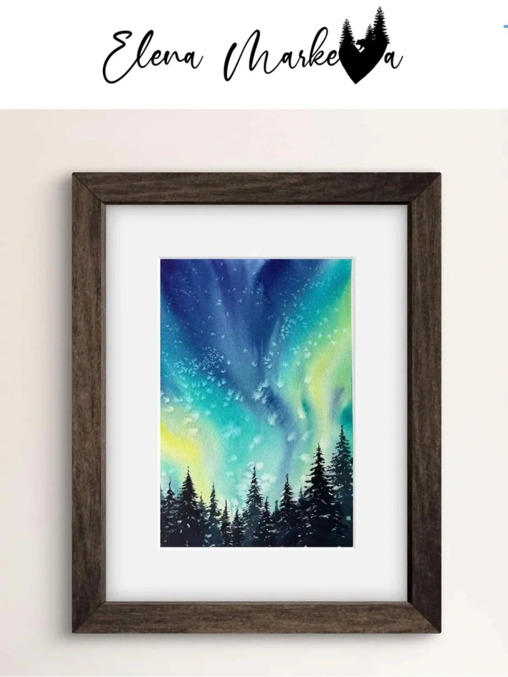 Aurora's Whisper Northern Lights Watercolor Art Print