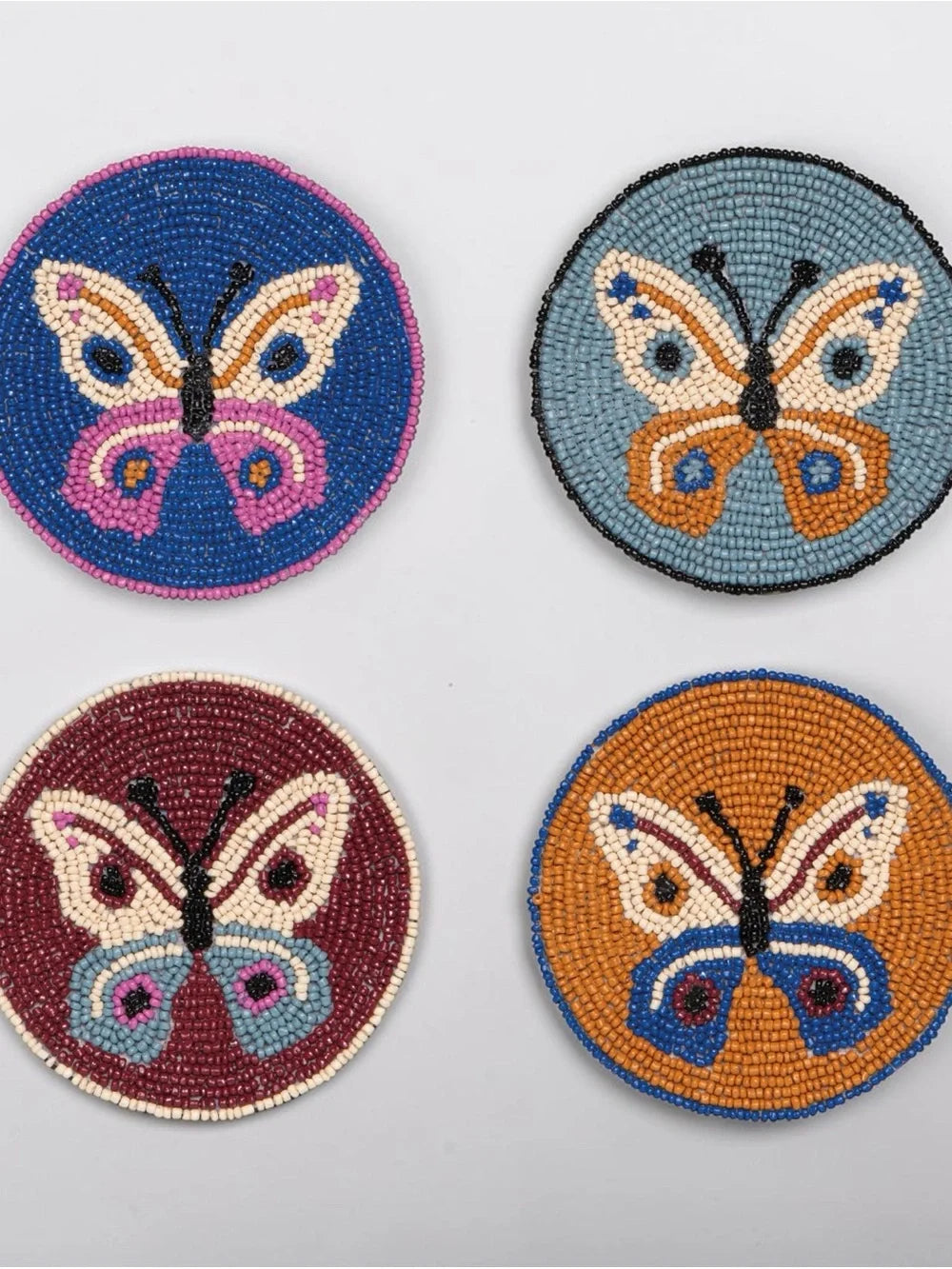 Butterfly Beaded Coaster Set of 4
