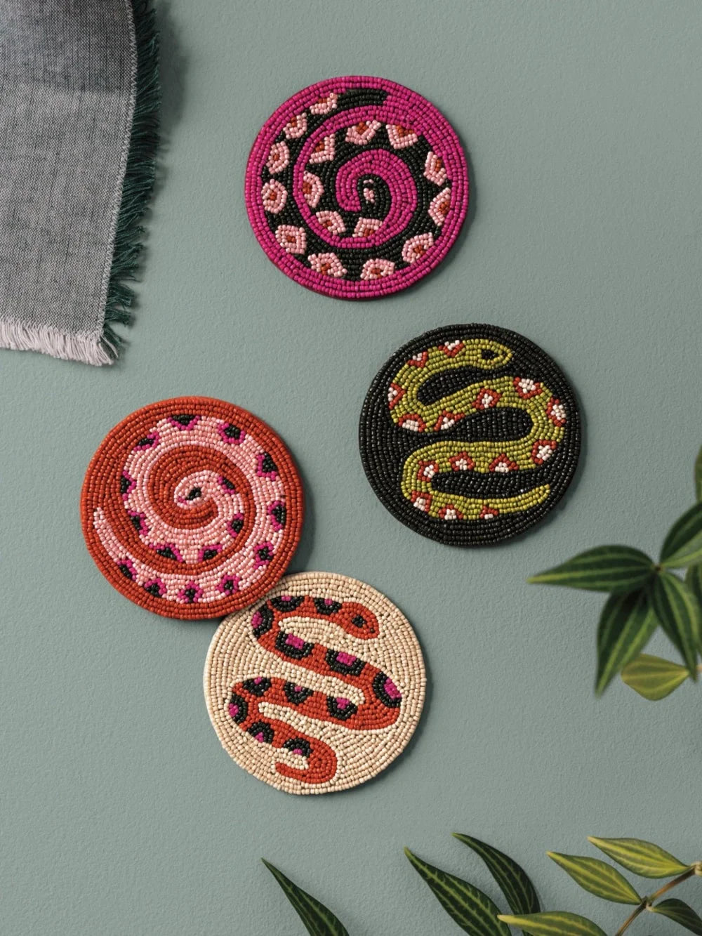 Snake Beaded Coasters Set of 4